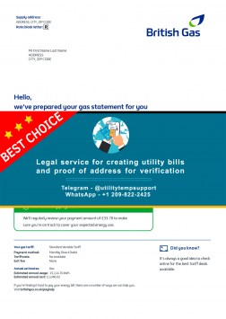 British Gas utility bill template